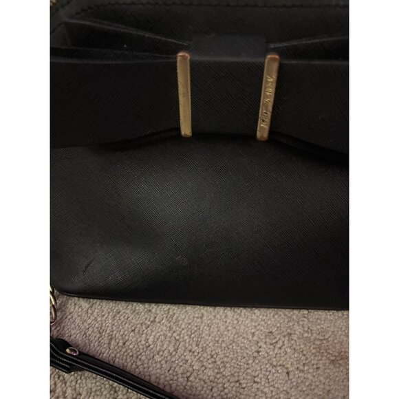 Betsey Johnson Set Of 2 Bags With Bow & Heart Detailing - Black & Patterned SEE - Picture 4 of 13